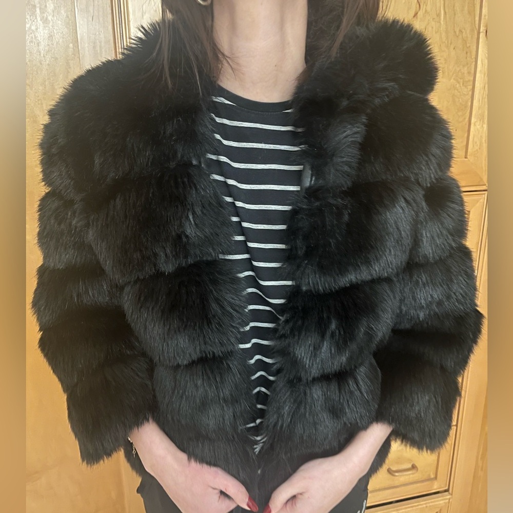 Black Fuzzy Jacket! - Picture 4 of 8